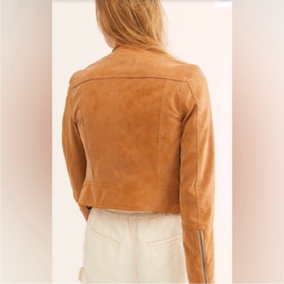 Free People Fenix Vegan Leather Brown Moto Jacket Size Small - Picture 3 of 16